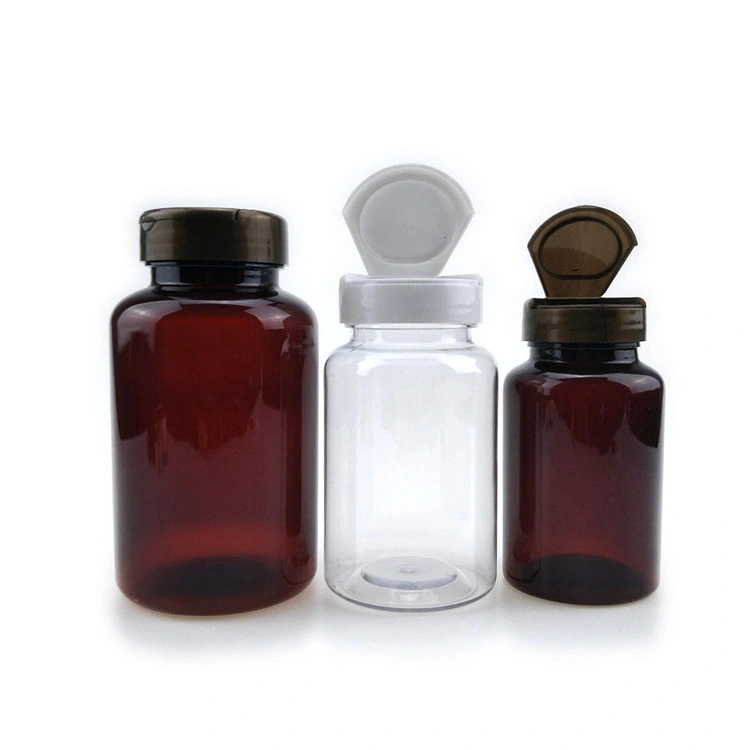 Health Care Tablet Amber Empty Medicine Plastic Bottles 8 Ounces 150cc Sample Vial with Screw Cap